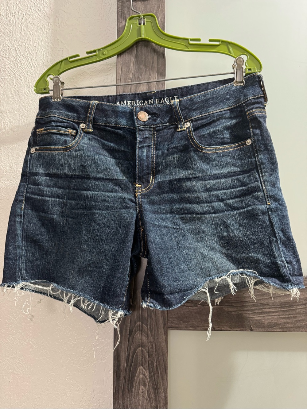 American Eagle Outfitters Women’s Dark Indigo Frayed Denim Shorts